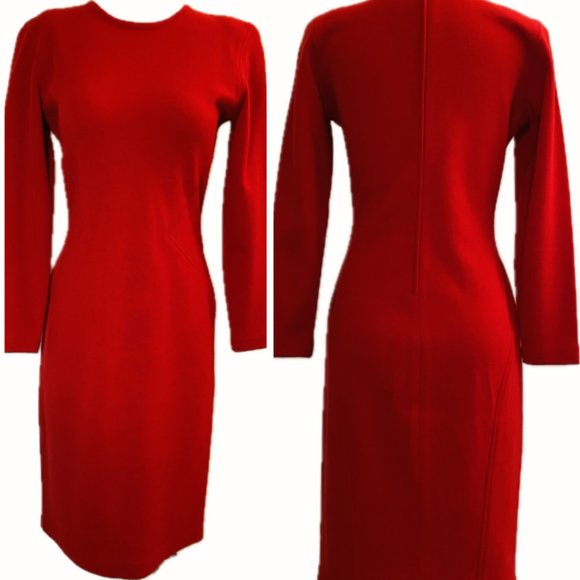Outlander Red Midi Dress - Wool Blend - Petite Small - Vintage - Picture 1 of 15